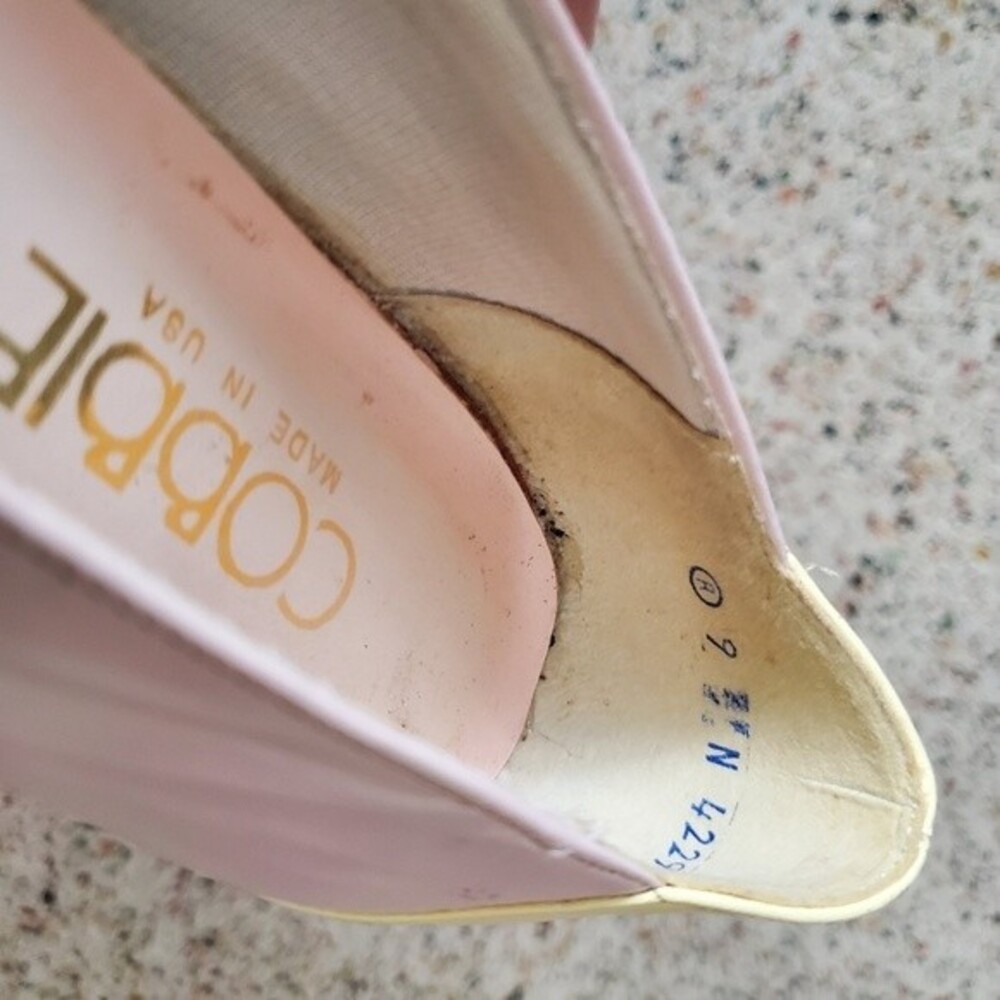 Vintage 80s Cottagecore pastel leather flats 9N - Picture 12 of 13